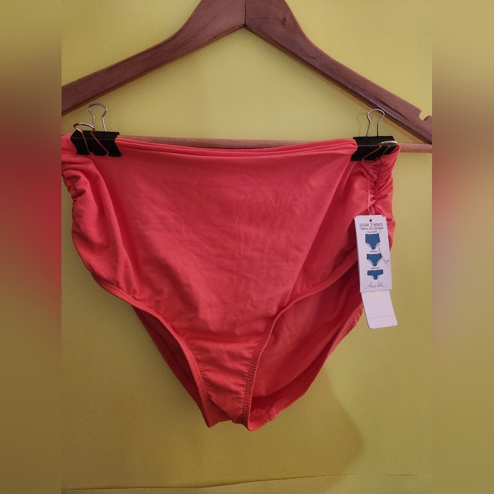 Convertible High Waist Shirred Swim Bottom